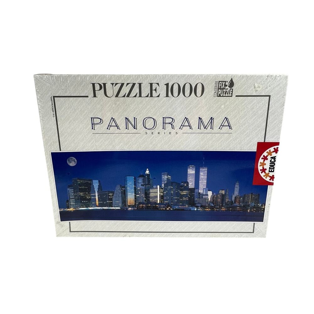 EDUCA Vintage 1999 Panorama New York Skyline Twin Towers 1000 Piece Puzzle NEW